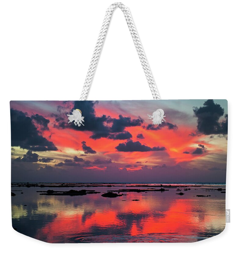 Tranquility Weekender Tote Bag featuring the photograph Sunset Over Lagoon by Dallas Stribley