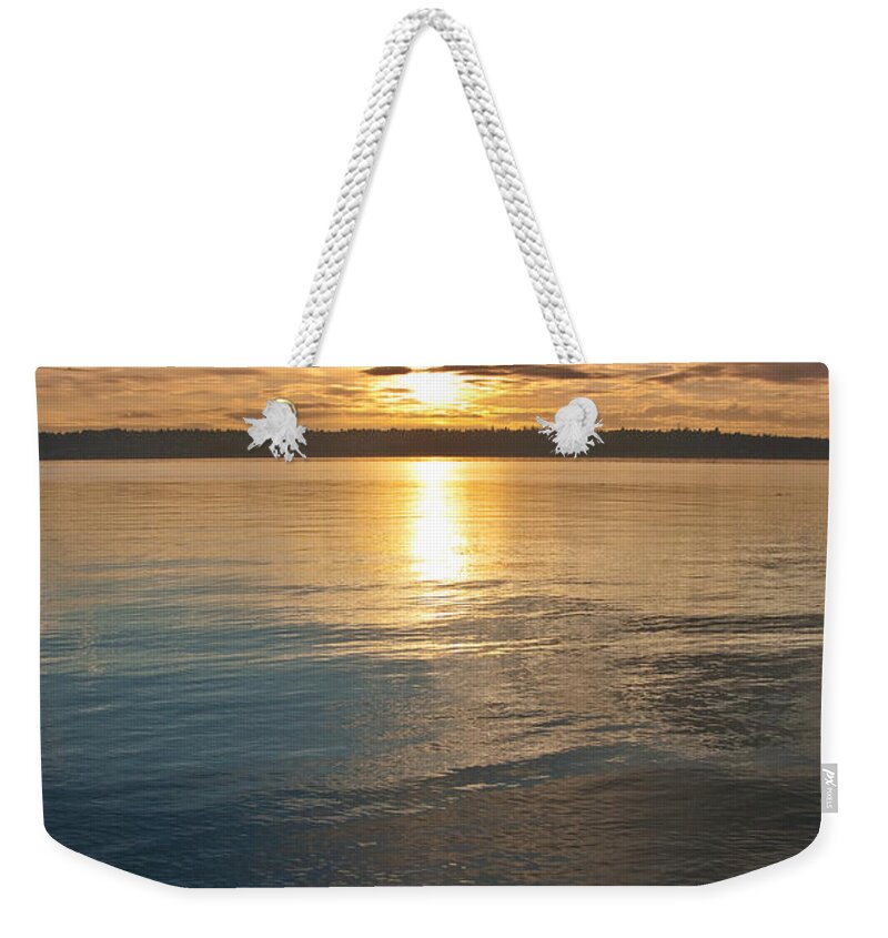 Beauty In Nature Weekender Tote Bag featuring the photograph Sunset Over Puget Sound by Jeff Goulden