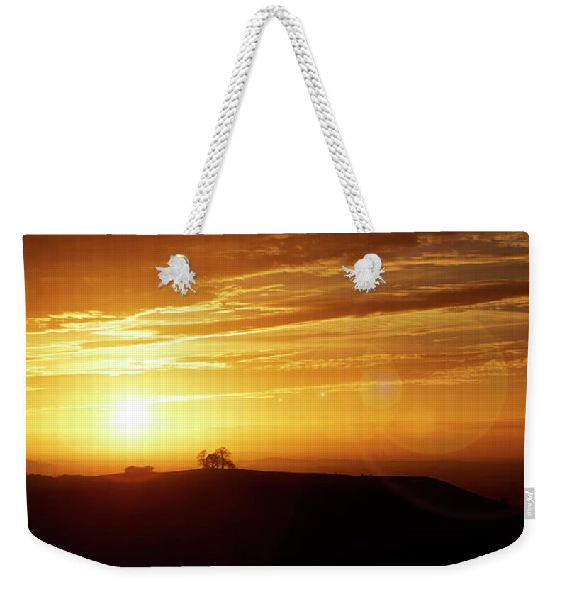 Panoramic Weekender Tote Bag featuring the photograph Sunset Over The Chilterns by Simonbradfield