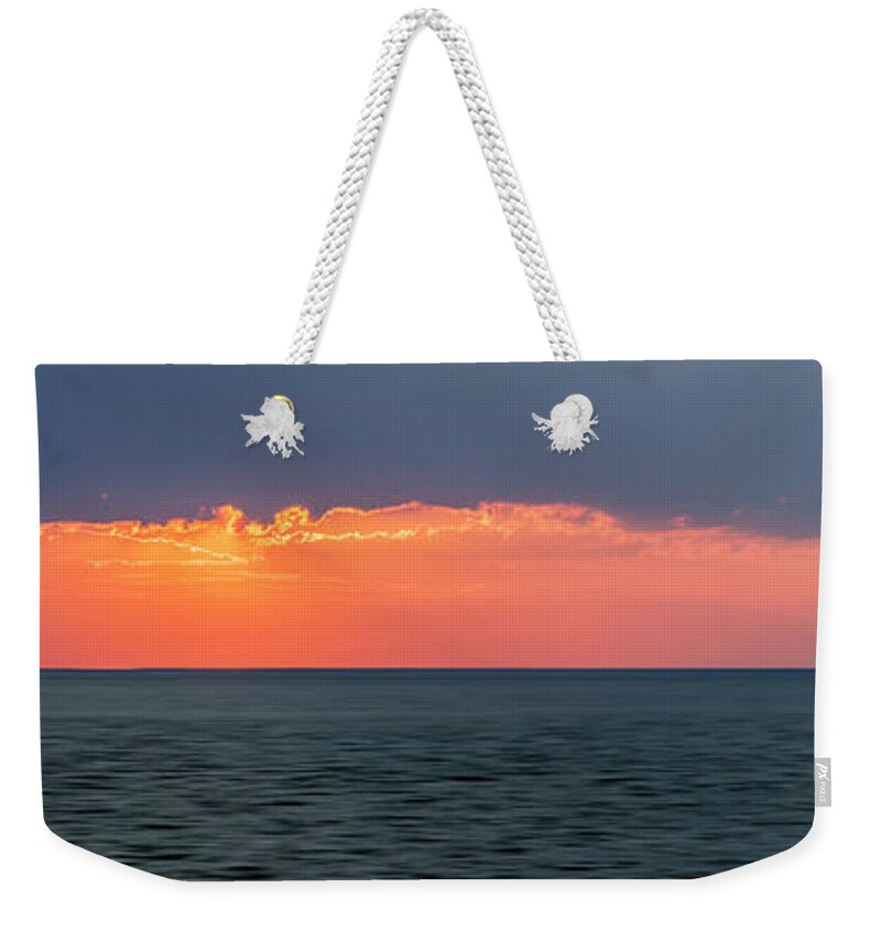 Sky Weekender Tote Bag featuring the photograph Sunset panorama over ocean by Elena Elisseeva