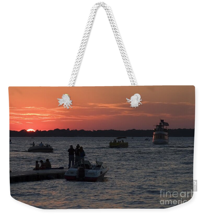 Okoboji Weekender Tote Bag featuring the photograph Sunset Queen by Steven Krull