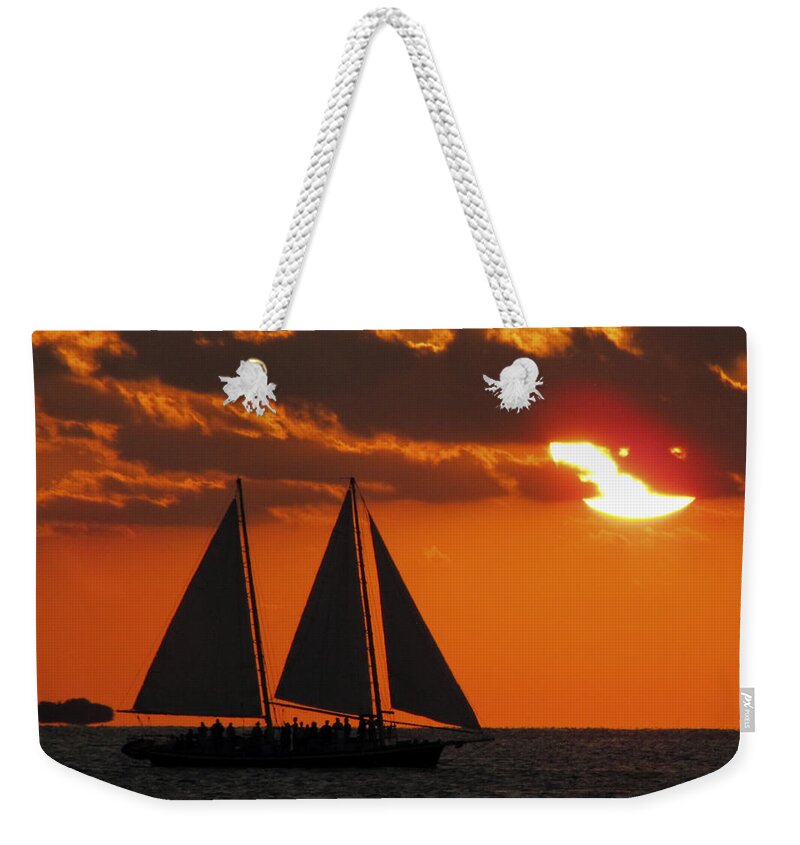 Sunset Weekender Tote Bag featuring the photograph Key West Sunset Sail 3 by Bob Slitzan