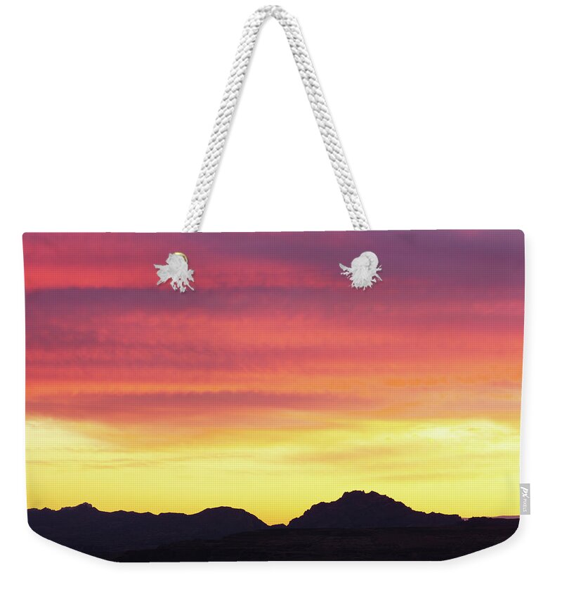 Scenics Weekender Tote Bag featuring the photograph Sunset Stratus Clouds Southwest by Chuckschugphotography