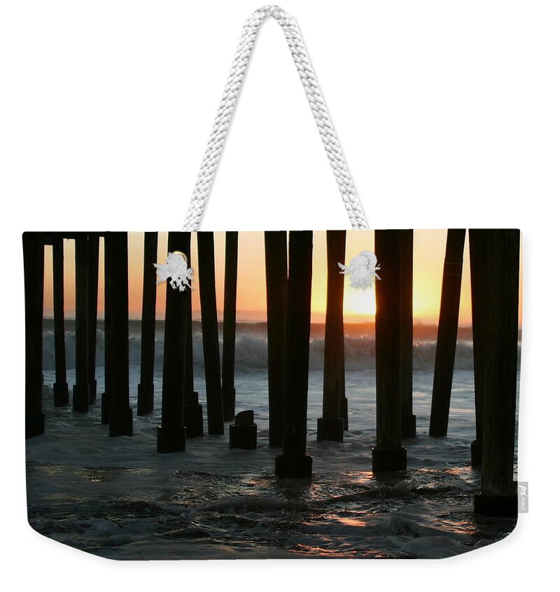 Ventura Weekender Tote Bag featuring the photograph Sunset Under The Pier by Henrik Lehnerer