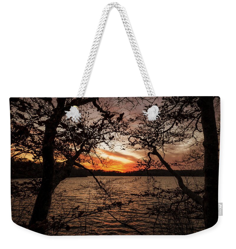 Sunset Weekender Tote Bag featuring the photograph Sunset Wakeby Pond by Frank Winters