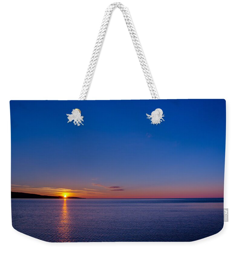 Lake Superior Weekender Tote Bag featuring the photograph Superior Sunrise by Adam Mateo Fierro