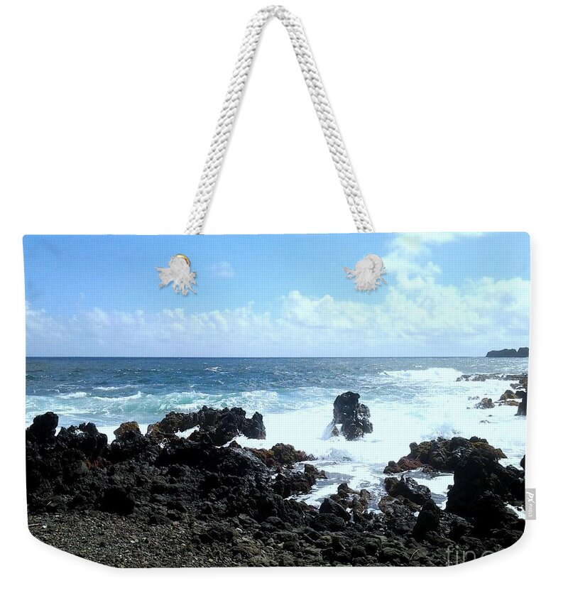 Ocean Weekender Tote Bag featuring the photograph Surf at Hana by Fred Wilson