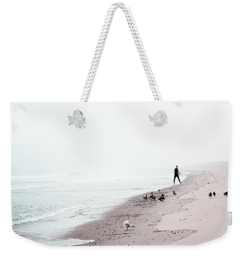 Cape Cod Surfing Weekender Tote Bag featuring the photograph Surfing Where the Ocean Meets the Sky by Brooke T Ryan