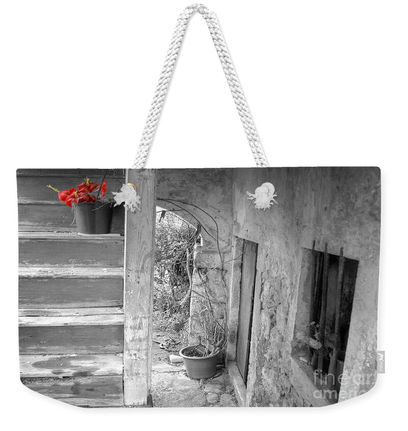 Abandoned Weekender Tote Bag featuring the photograph Survivor On The Stairs by David Birchall