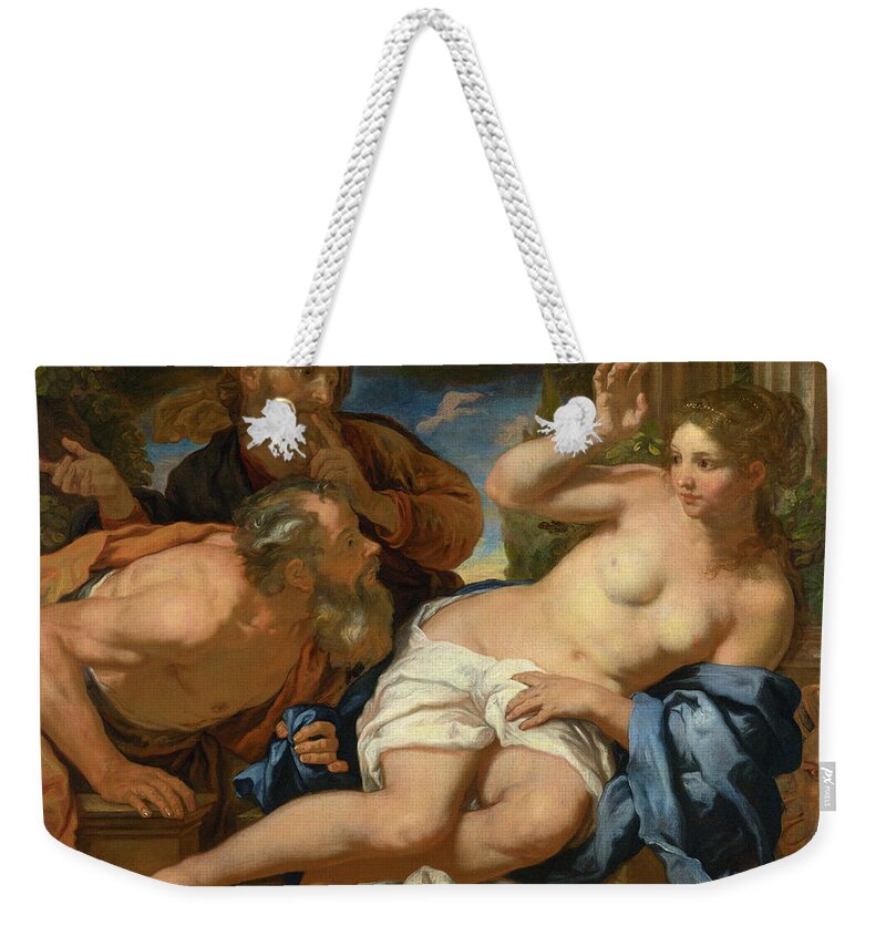 17th Century Weekender Tote Bag featuring the painting Susannah And The Elders by Granger