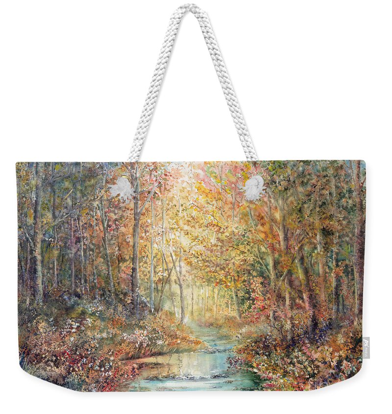 Landscape Weekender Tote Bag featuring the painting Swallows Creek by Marilyn Young