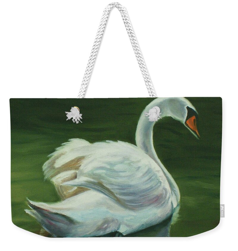 Swan Weekender Tote Bag featuring the painting 'Swanderful by Jill Ciccone Pike