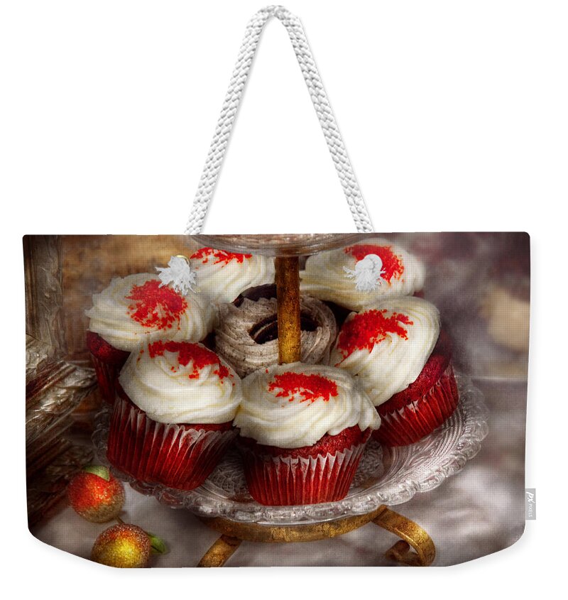 Cupcake Weekender Tote Bag featuring the photograph Sweet - Cupcake - Red velvet cupcakes by Mike Savad