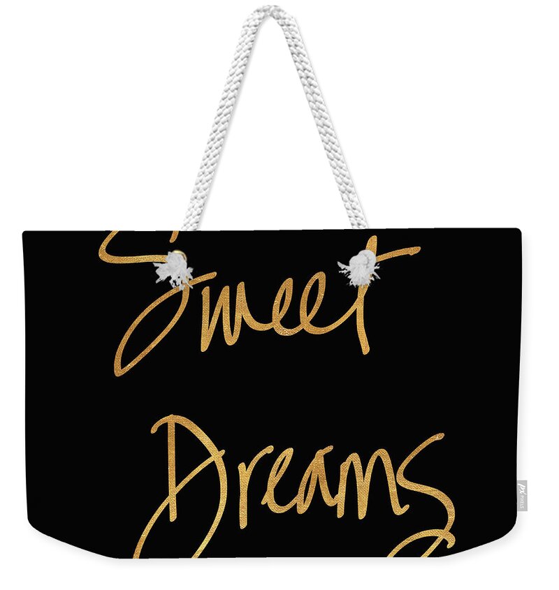 Sweet Weekender Tote Bag featuring the mixed media Sweet Dreams On Black by South Social Studio