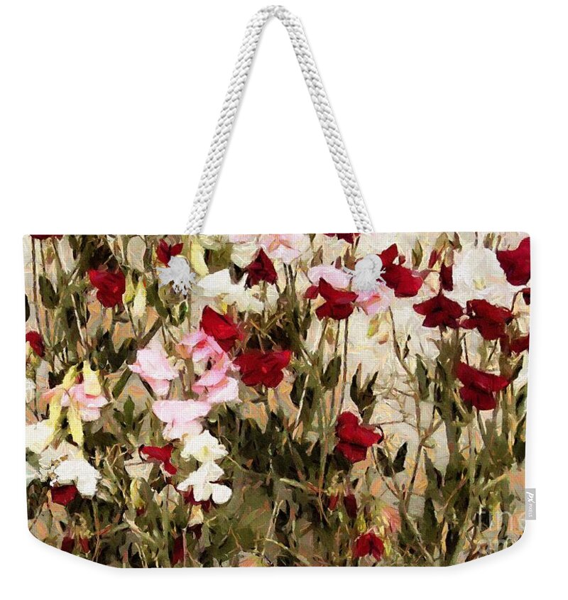 Flowers Weekender Tote Bag featuring the painting Sweet Pea Swath by RC DeWinter