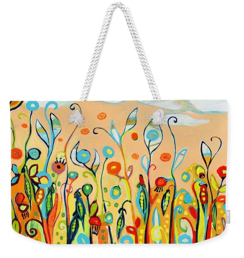 Garden Weekender Tote Bag featuring the painting Sweet Peas and Poppies by Jennifer Lommers