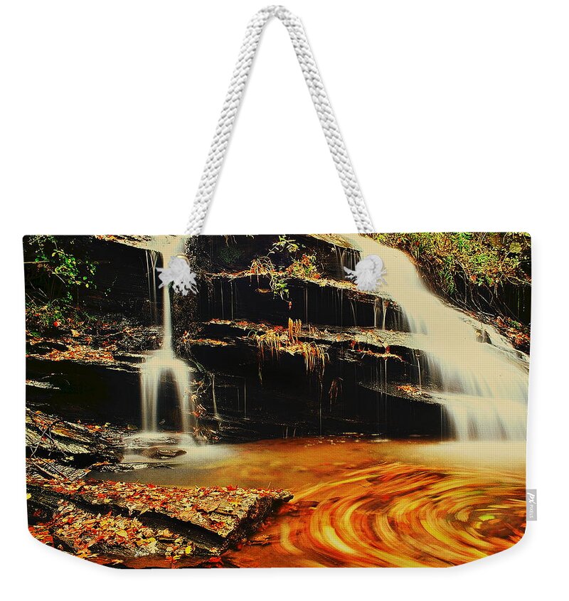 Fine Art Weekender Tote Bag featuring the photograph Swirling Leaves by Rodney Lee Williams