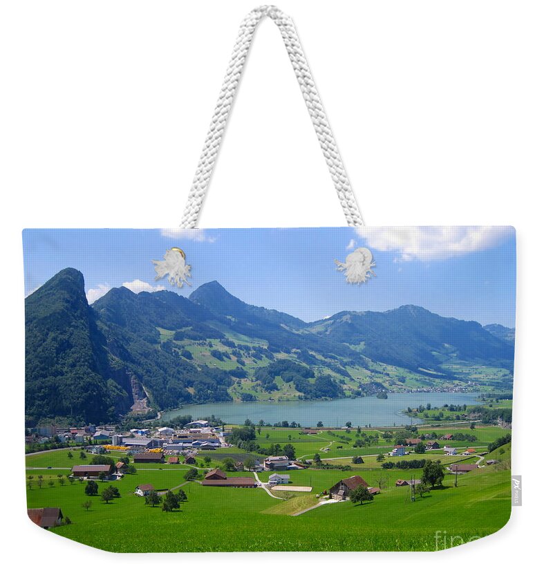 Alps Weekender Tote Bag featuring the photograph Swiss Landscape by Amanda Mohler