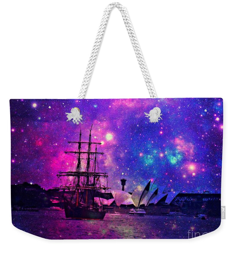 Sydney. Sydney Harbour Weekender Tote Bag featuring the mixed media Sydney Harbour through time and space by Leanne Seymour