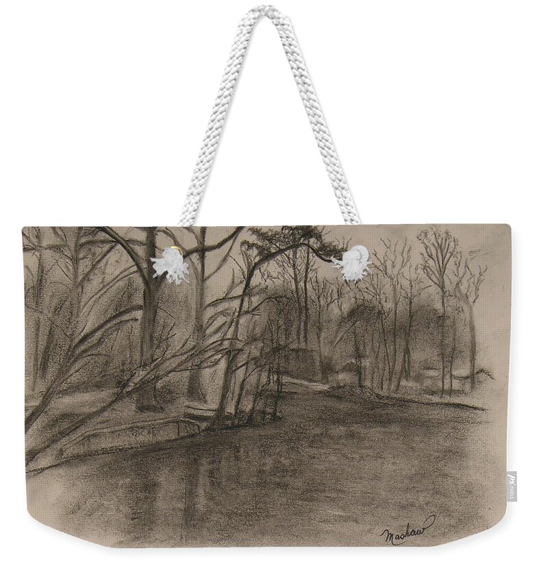 Sylvan Lake Weekender Tote Bag featuring the painting Sylvan Lake Plein Aire by Sheila Mashaw