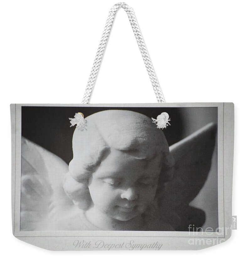 Greeting Weekender Tote Bag featuring the photograph Sympathy   Angel by Sharon Elliott