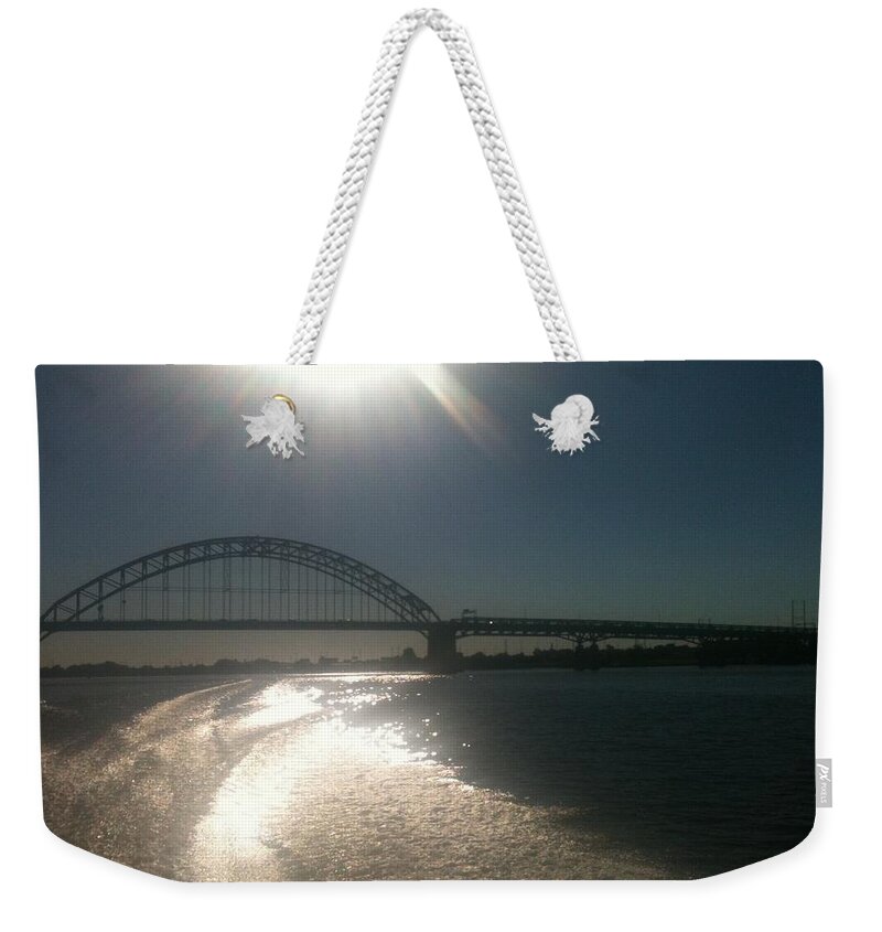 Hot Weekender Tote Bag featuring the photograph Tacony/Palmyra Hot Summer D by Sheila Mashaw