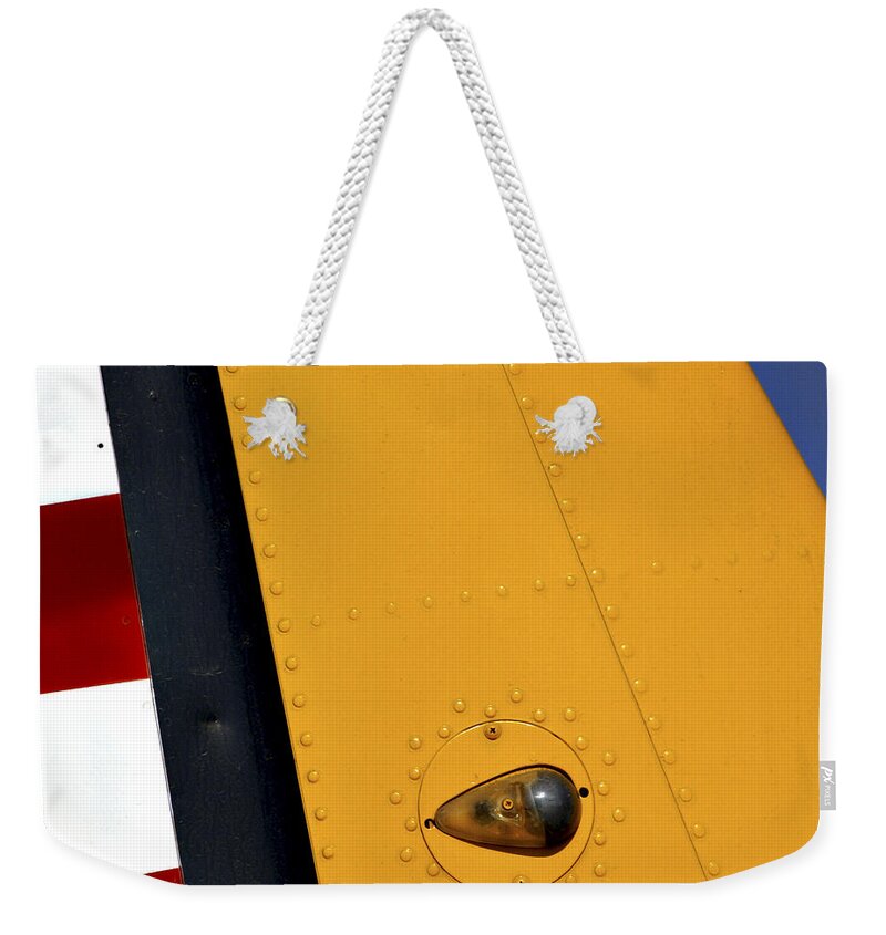 Airplane Weekender Tote Bag featuring the photograph Tail Detail of Vultee BT-13 Valiant by Carol Leigh