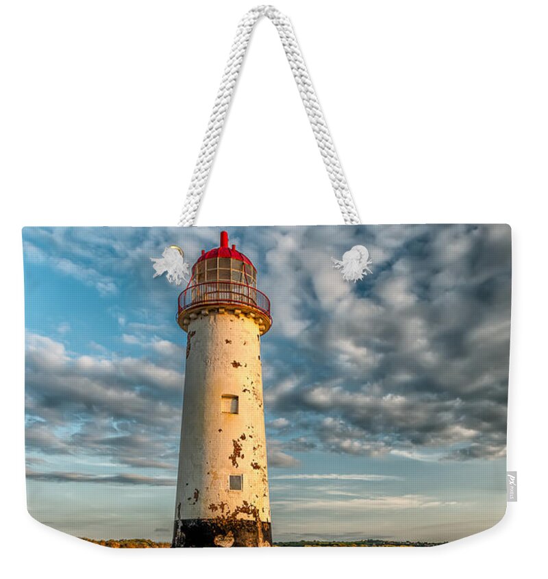 Talacre Weekender Tote Bag featuring the photograph Talacre Lighthouse Sunset by Adrian Evans