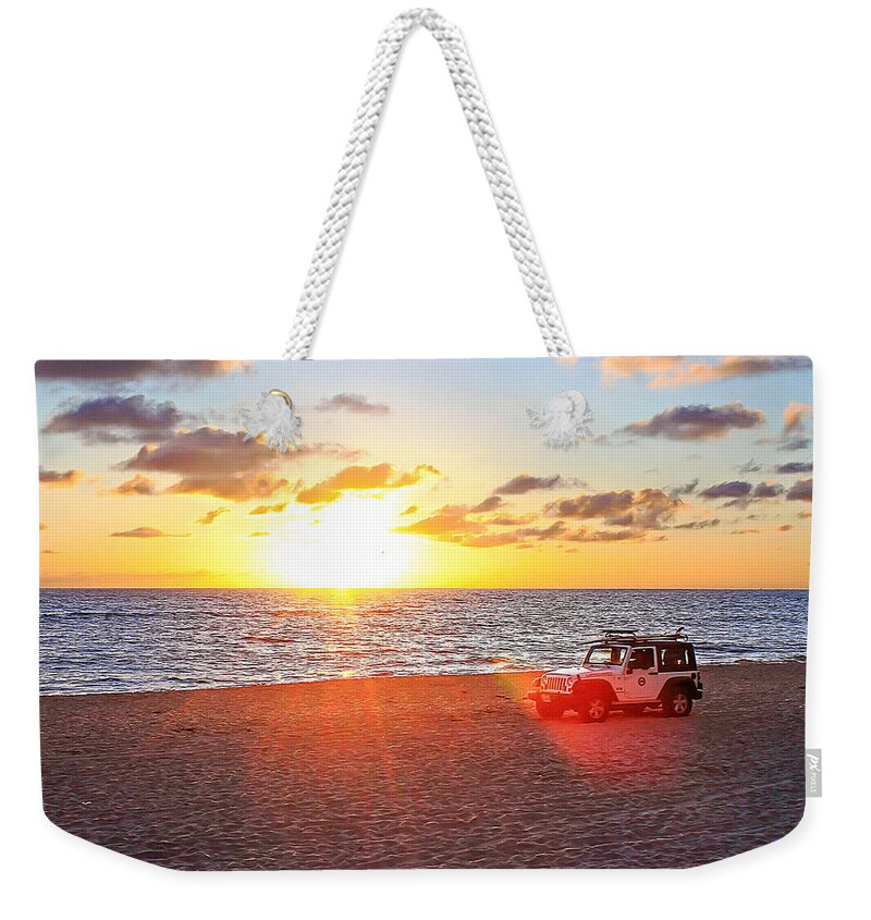 Tamarack Beach Weekender Tote Bag featuring the photograph Tamarack at Sunset by Ann Patterson