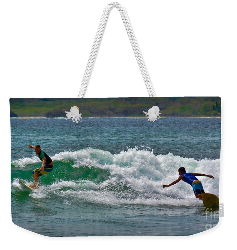 Surfing Weekender Tote Bag featuring the photograph Tamarindo Surfing by Gary Keesler