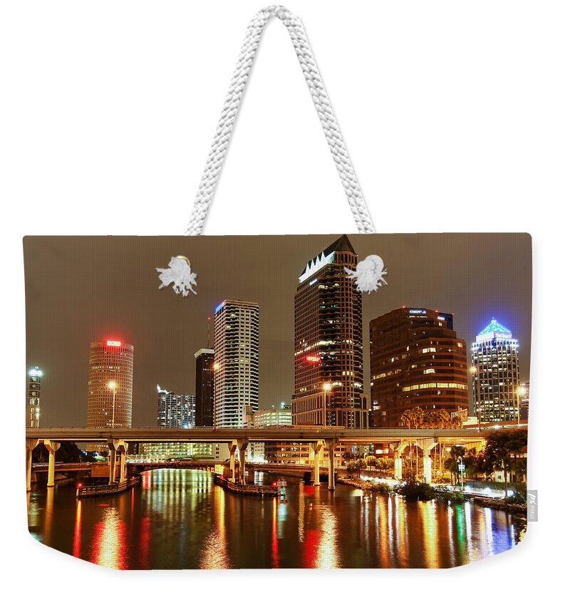 Florida Weekender Tote Bag featuring the photograph Tampa Skyline by Stefan Mazzola