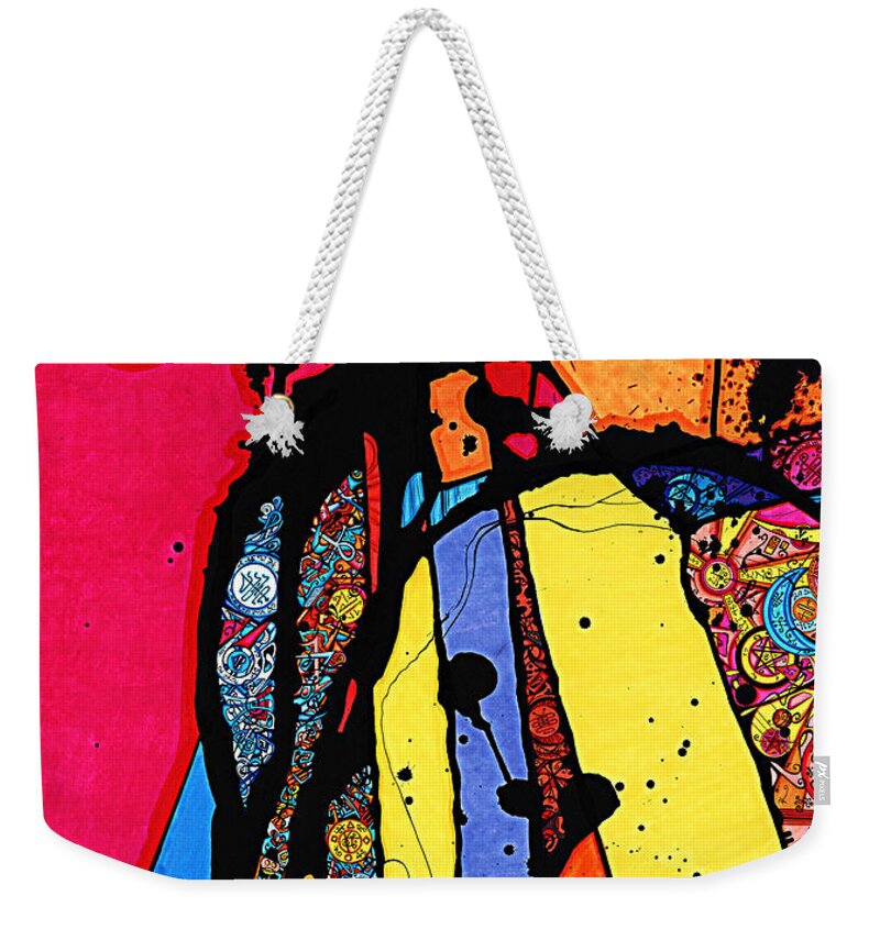 Prisma Markers Weekender Tote Bag featuring the drawing Tandem of Spirituality by Joey Gonzalez