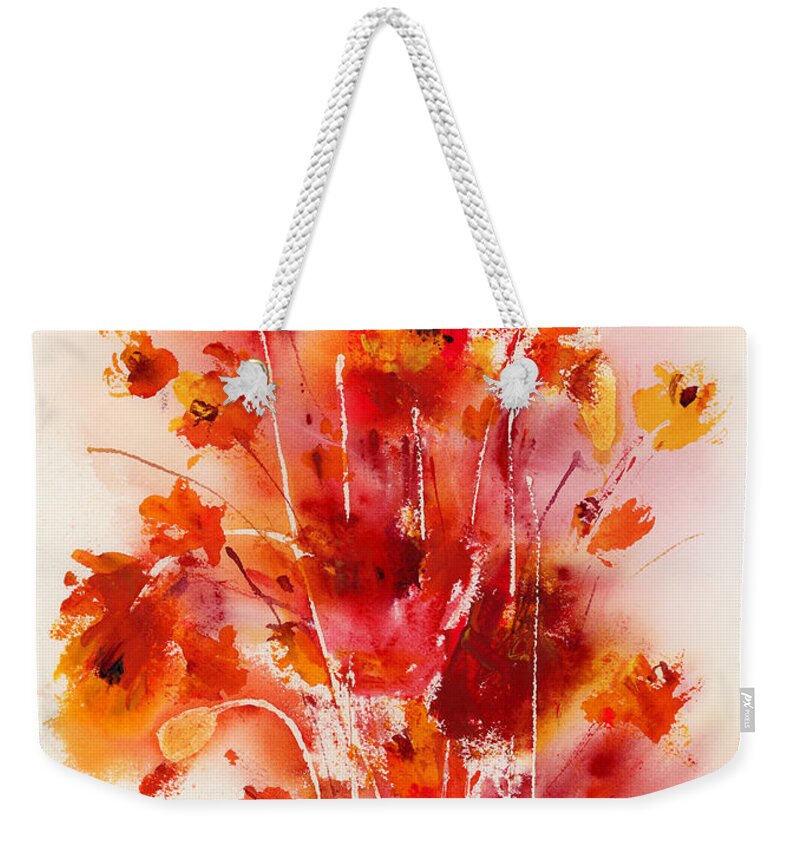 Flowers Weekender Tote Bag featuring the painting Tangerine Tango by Hailey E Herrera