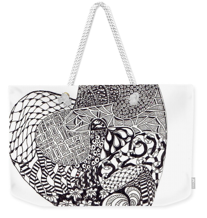 Heart Weekender Tote Bag featuring the drawing Tangled Heart by Claire Bull
