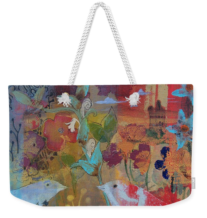 Love Birds Weekender Tote Bag featuring the painting Tapestry of Love by Robin Pedrero