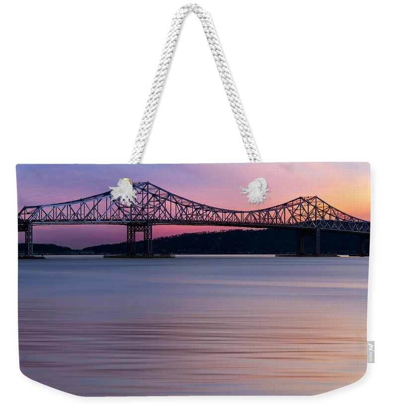Tappan Zee Weekender Tote Bag featuring the photograph Tappan Zee Bridge Sunset by Susan Candelario