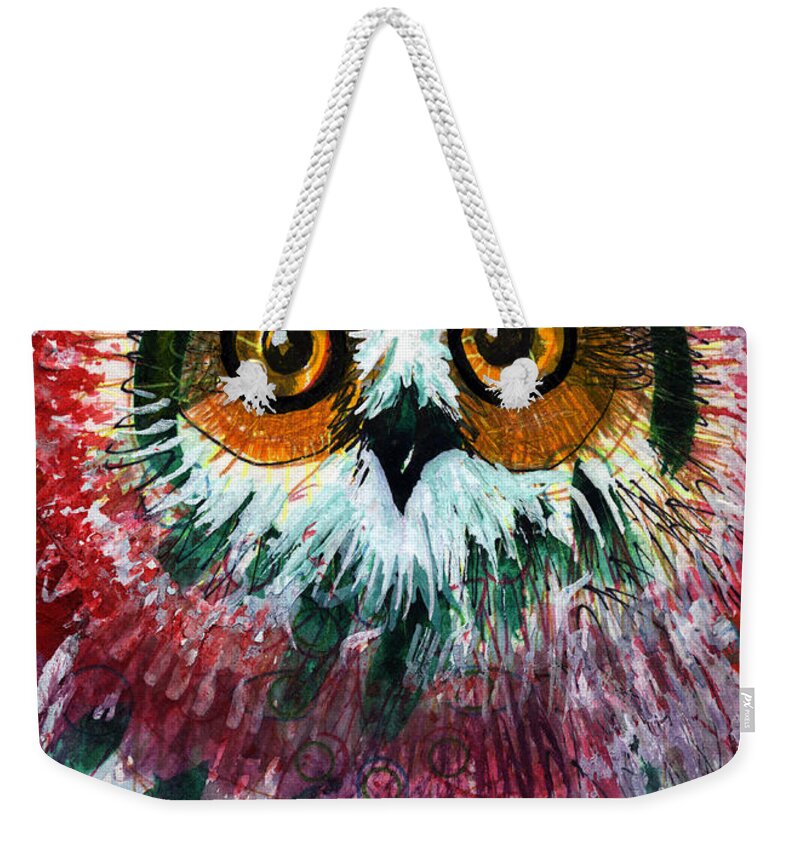 Owl Weekender Tote Bag featuring the painting Target by Laurel Bahe