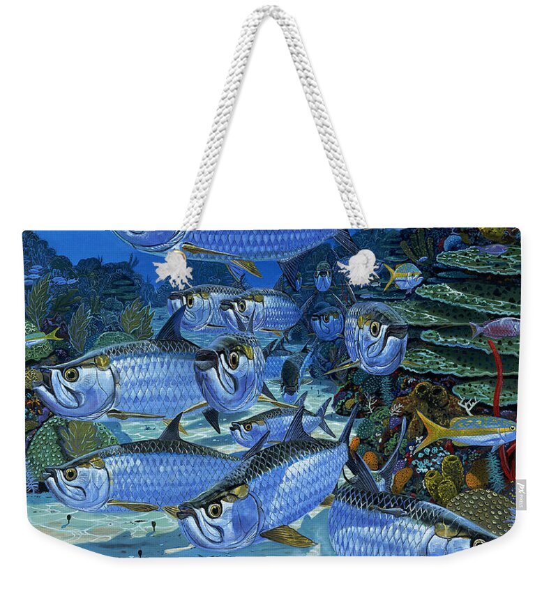 Tarpon Weekender Tote Bag featuring the painting Tarpon Alley In0019 by Carey Chen