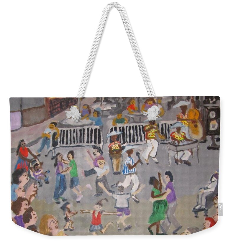 Litte Italy Weekender Tote Bag featuring the painting Taste of Little Italy by Jennylynd James