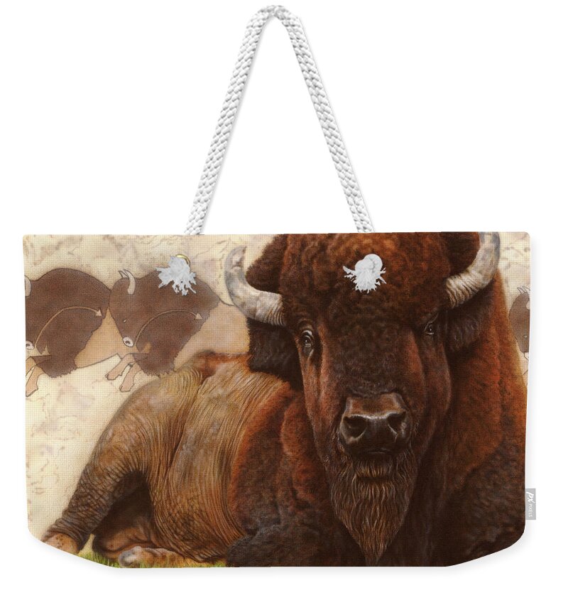 Buffalo Weekender Tote Bag featuring the painting Tatanka by Wayne Pruse