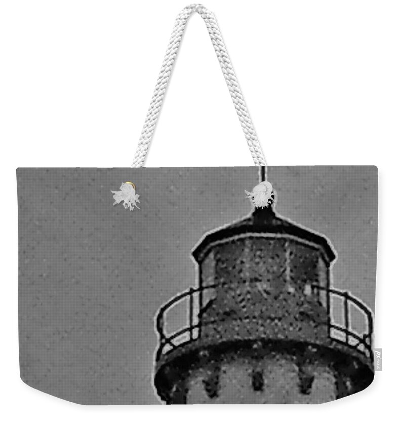Light Houst Weekender Tote Bag featuring the photograph Tawas Point in the rain by Daniel Thompson