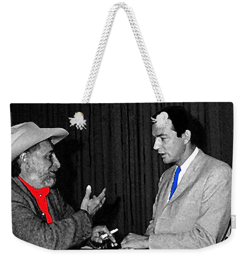 Ted Degrazia Dick Mayers Kvoa Tv Studio Polaroid By News Director Garry Greenberg January 1966 Weekender Tote Bag featuring the photograph Ted Degrazia Dick Mayers Kvoa Tv Studio Polaroid By News Director Garry Greenberg January 1966 by David Lee Guss