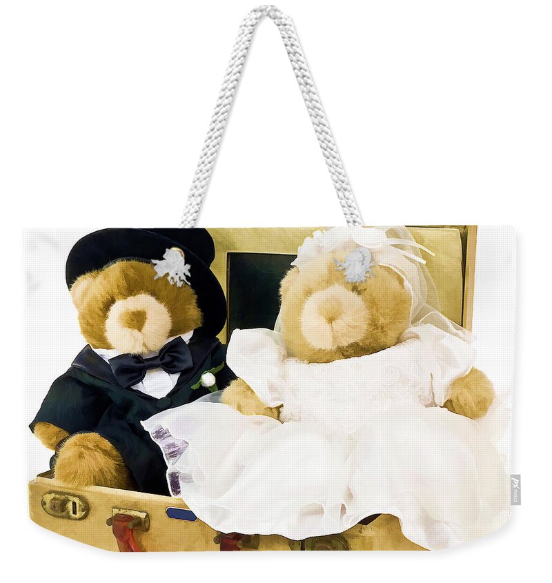 Wedding Bears Teddy Stuffed Animal Honeymoon Bride Groom Weekender Tote Bag featuring the photograph Teddy Bear Honeymoon by Edward Fielding