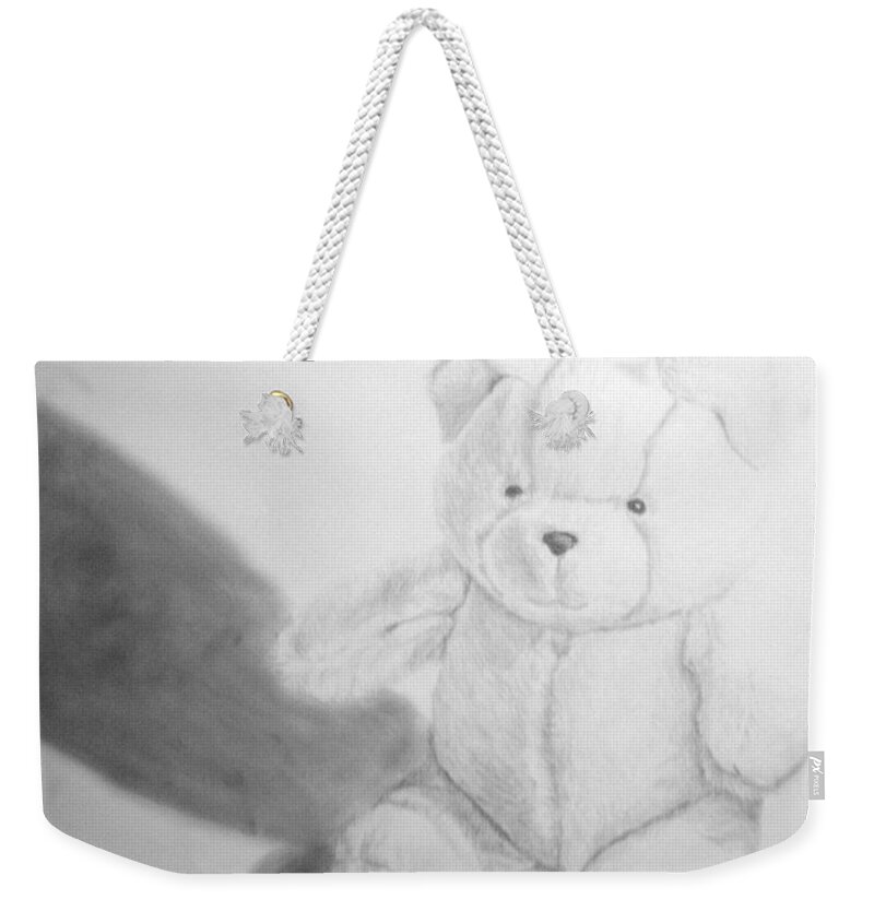 Teddy Weekender Tote Bag featuring the drawing Teddy by Tamir Barkan