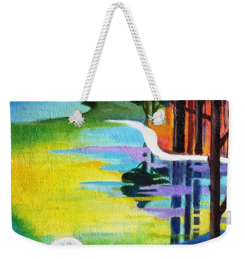 Golf Weekender Tote Bag featuring the painting Tee off mindset- golf series by Betty M M Wong