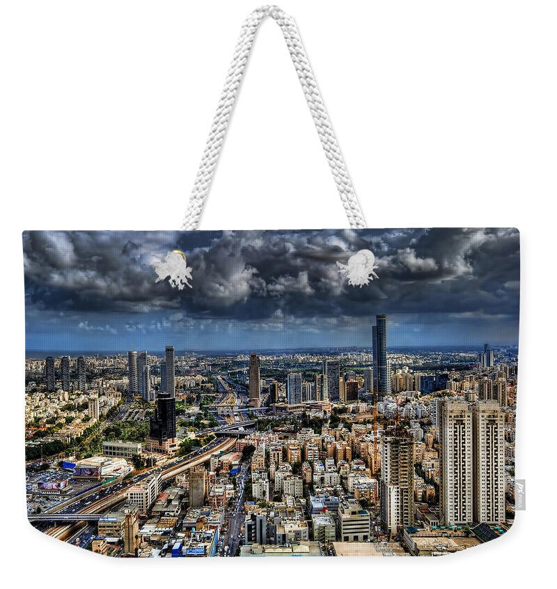 Israel Weekender Tote Bag featuring the photograph Tel Aviv Love by Ron Shoshani