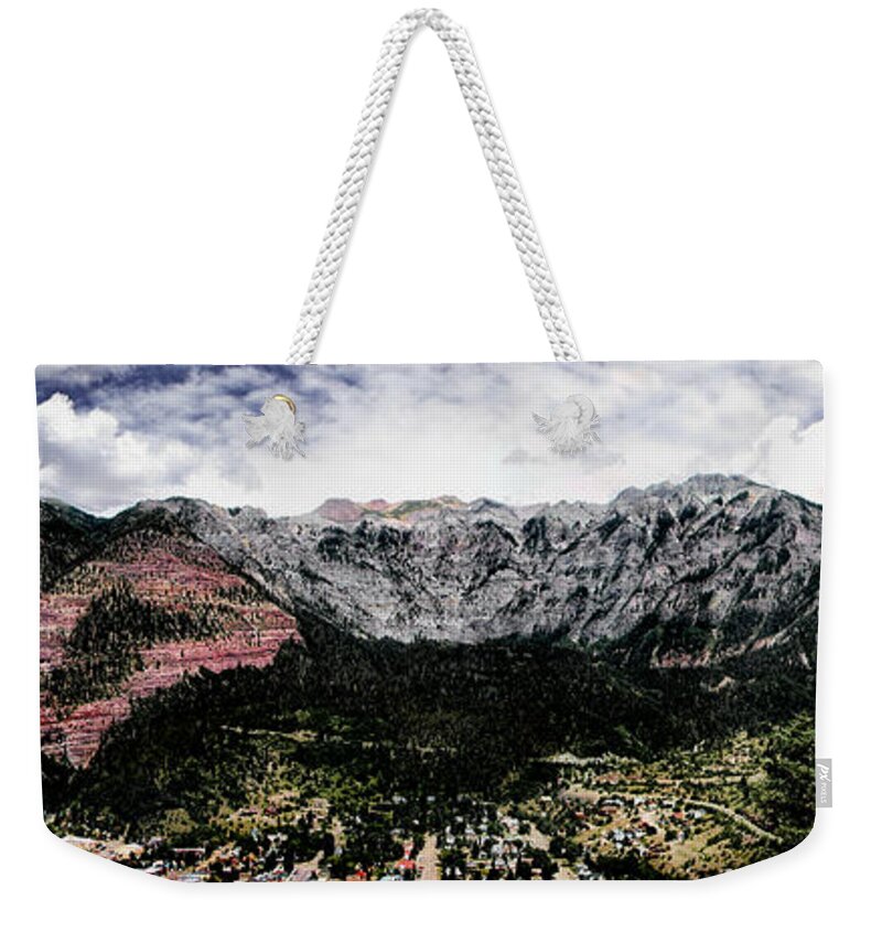Telluride Weekender Tote Bag featuring the photograph Telluride From the Air by Lucy VanSwearingen
