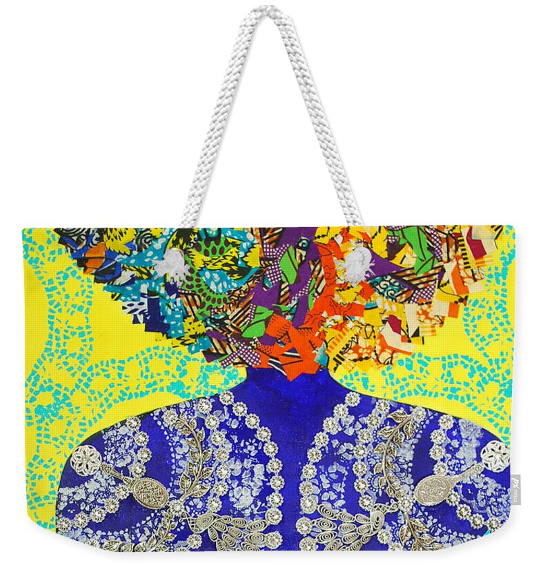 Woman Weekender Tote Bag featuring the tapestry - textile Temple of the Goddess Eye Vol 3 by Apanaki Temitayo M