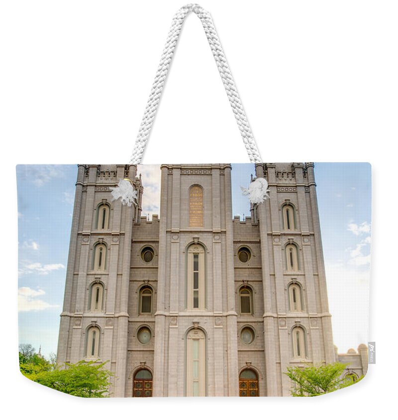 Utah Weekender Tote Bag featuring the photograph Temple Reflection by Dustin LeFevre