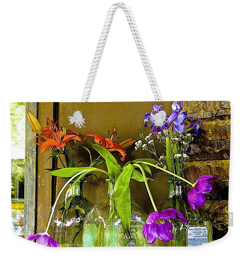 Still Life Weekender Tote Bag featuring the photograph Tequila Bouquets by Barbara Zahno